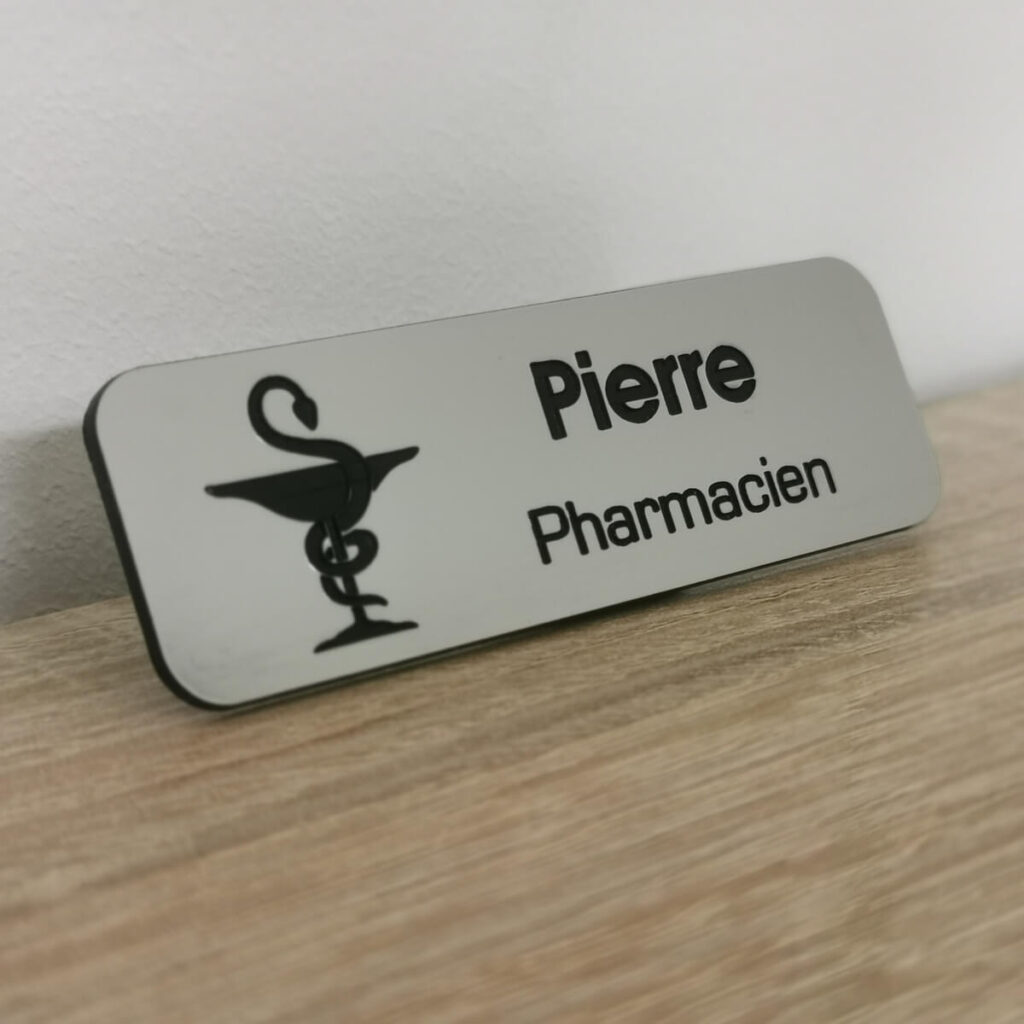 Badge Pharmacien Personnalis X Mm Primolaser