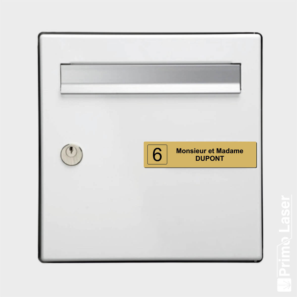 Plaque de boite aux lettres personnalisée avec nom et numéro - 10 x 2,5cm -  PrimoLaser
