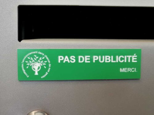 Plaque de boite aux lettres Pas de publicité