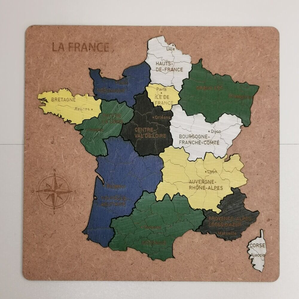 Puzzle France couleur 13 nouvelles régions