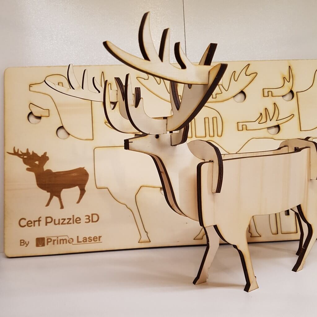 Puzzle 3D Cerf en bois - PrimoLaser