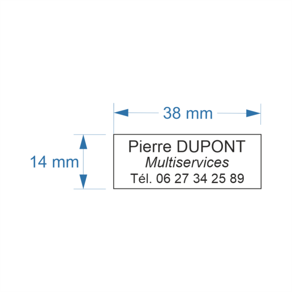 Exemple d'empreinte pour tampon encreur Trodat Printy 4911 - 38 x 14 mm