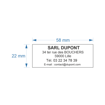 Exemple d'empreinte pour tampon encreur Trodat Printy 4913 - 58 x 22 mm
