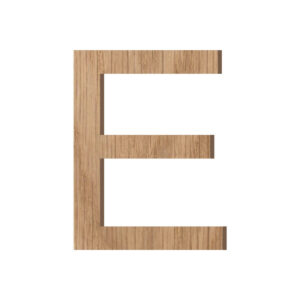 Lettre E découpée en bois massif découpée au laser