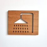 Pictogramme douches découpé en bois massif 125x100mm