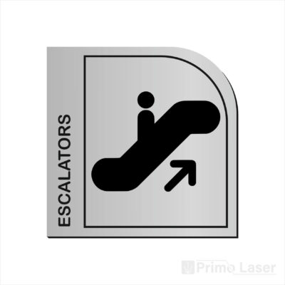Plaque signalétique avec pictogramme escalators en plastique effet métal