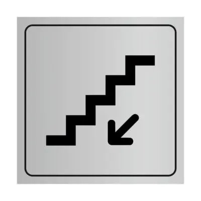 Plaque signalétique avec pictogramme descente escaliers en plastique