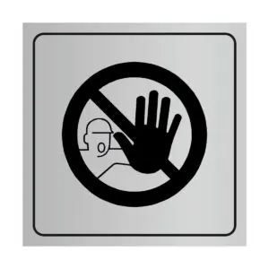 Plaque signalétique avec pictogramme interdiction à toute personne étrangère au service en plastique
