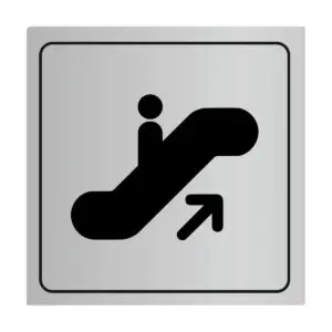 Plaque signalétique avec pictogramme escalator sens montée en plastique
