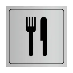 Plaque signalétique avec pictogramme restaurant en plastique