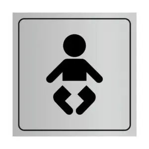 Plaque signalétique avec pictogramme toilettes bébé en plastique