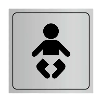 Plaque signalétique avec pictogramme toilettes bébé en plastique
