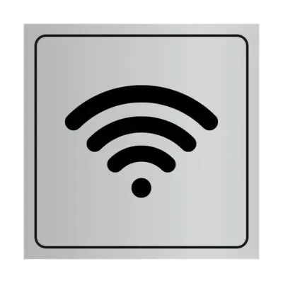 Plaque signalétique avec pictogramme wifi en plastique