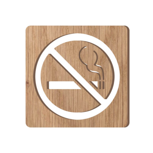 Pictogramme interdiction de fumer découpé en bois