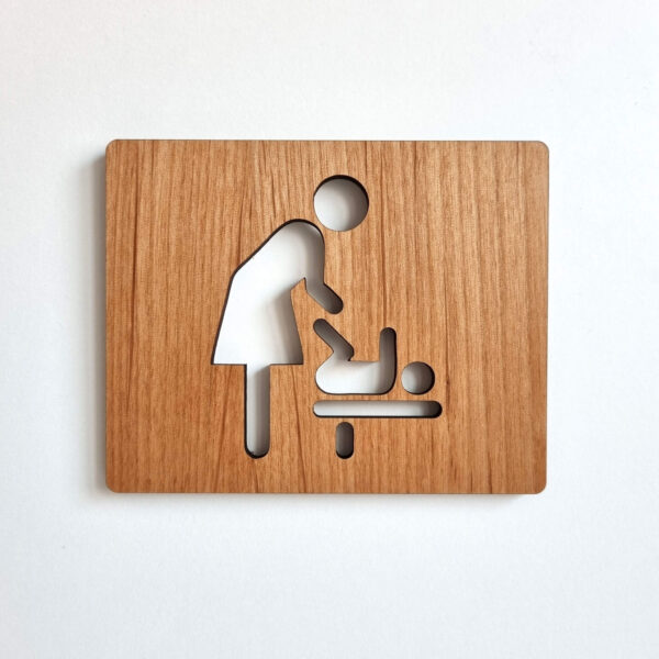Pictogramme toilettes bébé changement couche découpé en bois massif