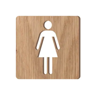 Pictogramme toilettes femmes découpé en bois massif de chêne