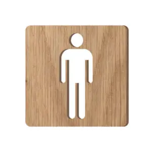 Pictogramme toilettes hommes découpé en bois massif de chêne