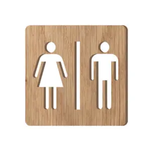 Pictogramme toilettes hommes/femmes découpé en bois