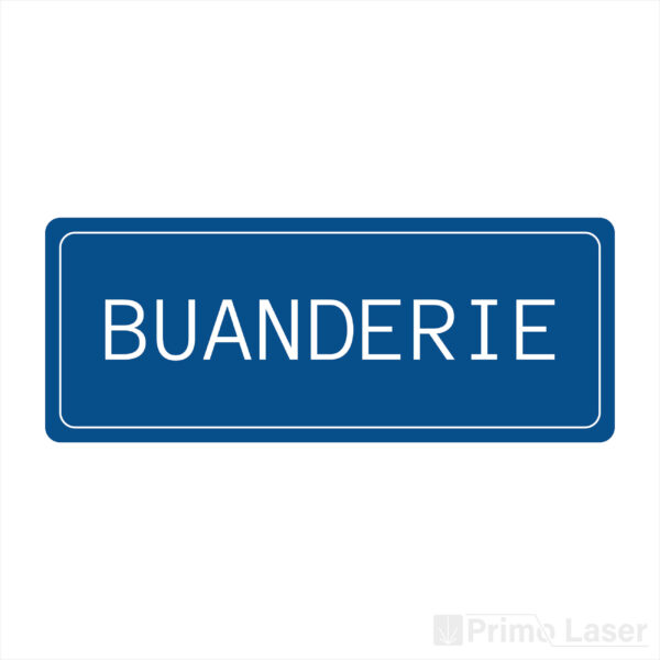 Plaque de porte buanderie en plastique de couleur bleu