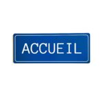 Plaque de porte accueil en plastique bleu