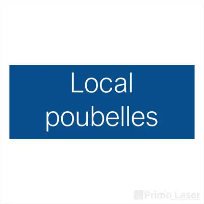 Plaque de porte local poubelles en plastique de couleur bleu