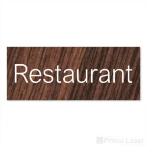 Plaque de porte restaurant en plastique de couleur bois
