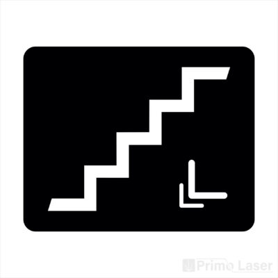 Plaque signalétique avec pictogramme descente escaliers en plastique noir