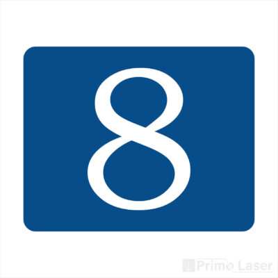Plaque signalétique avec pictogramme étage 8 en plastique bleu