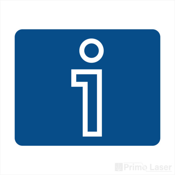 Plaque signalétique avec pictogramme point information en plastique bleu
