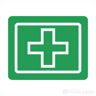 Plaque signalétique avec pictogramme poste de secours en plastique vert