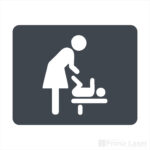 Plaque signalétique avec pictogramme changement couche en plastique gris
