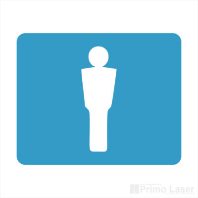 Plaque signalétique avec pictogramme homme en plastique bleu clair