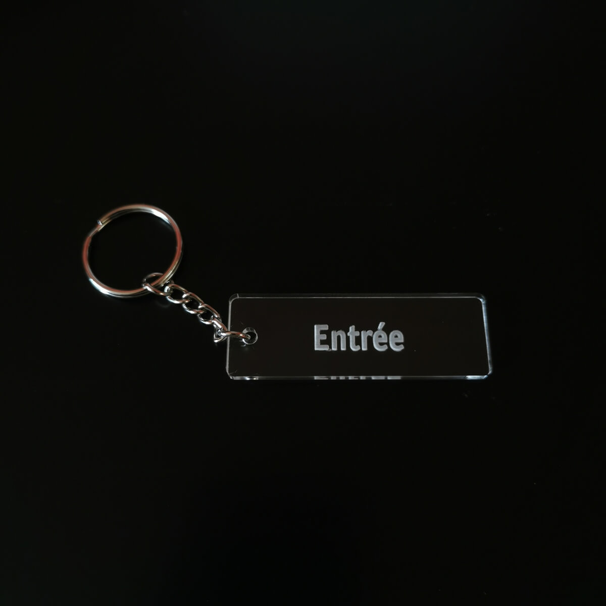Porte clés personnalisé en acrylique rectangle - 18x50 mm