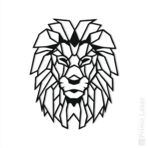 Lion découpe laser en bois - Décoration murale géométrique