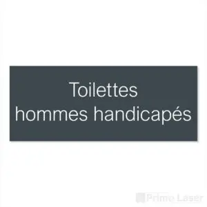 Plaque de porte toilettes hommes handicapés en plastique de couleur gris