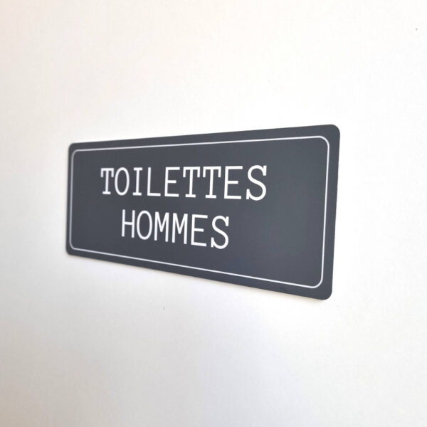 Plaque de porte toilettes hommes en plastique couleur gris