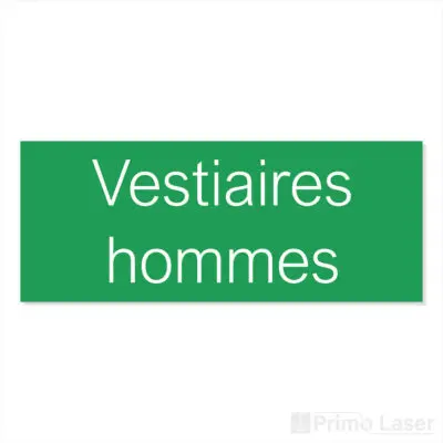 Plaque de porte vestiaires hommes en plastique de couleur vert