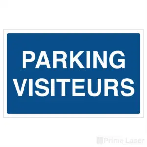 Panneau parking visiteurs en plastique bleu