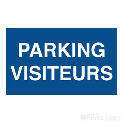 Panneau parking visiteurs en plastique bleu