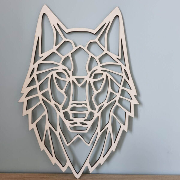Loup découpe laser en bois - Décoration murale géométrique