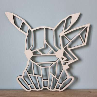 Pikachu découpe laser en bois - Décoration murale géométrique