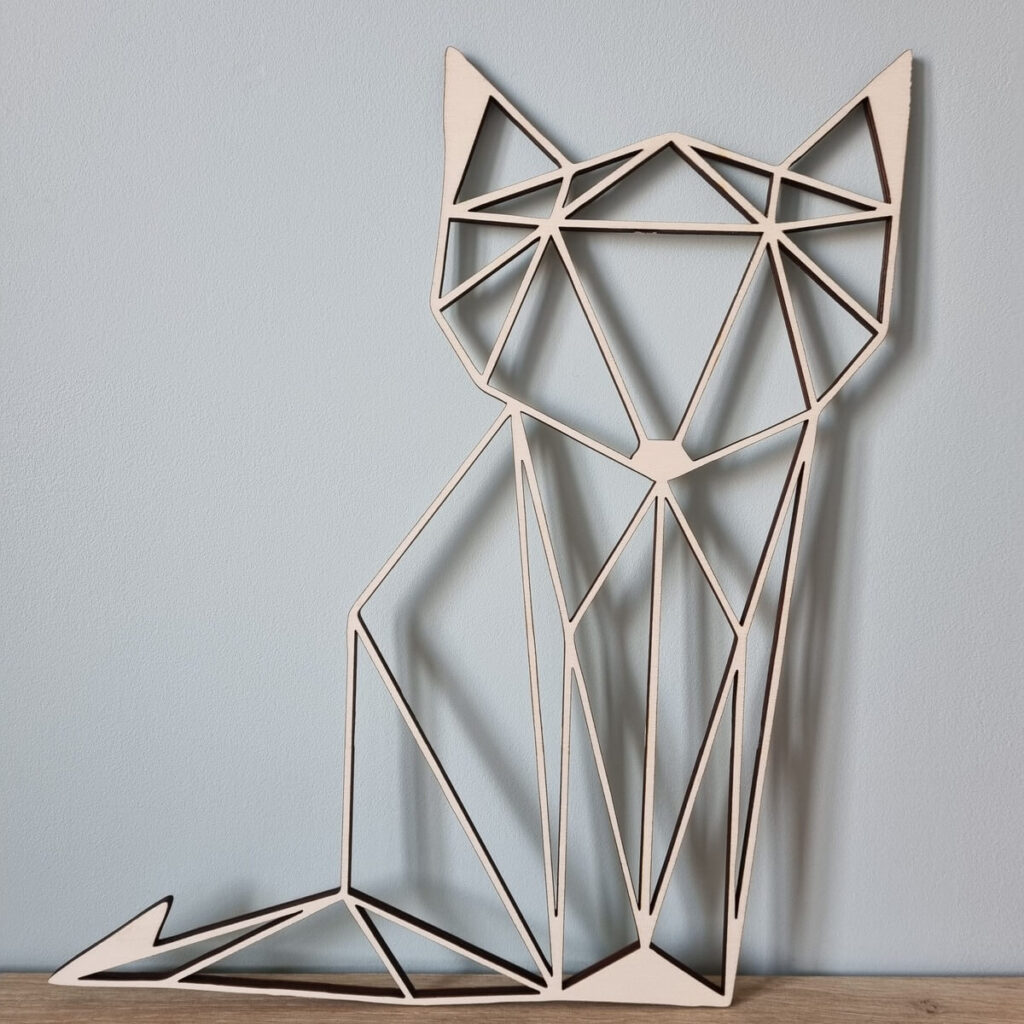 Loup découpe laser en bois - Origami - Décoration murale géométrique -  Larg. 30 cm - PrimoLaser