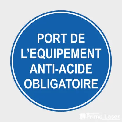 Plaque Port de l'équipement anti-acide obligatoire - signalétique obligation