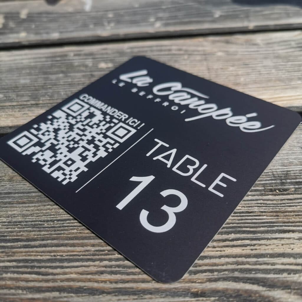 Plaque Qr code menu sans contact - 10x10cm - Aluminium - PrimoLaser