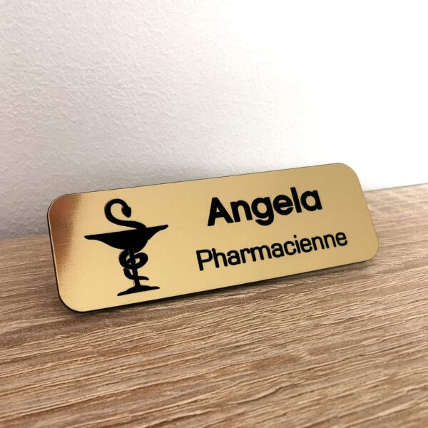 Badge pharmacien en plastique