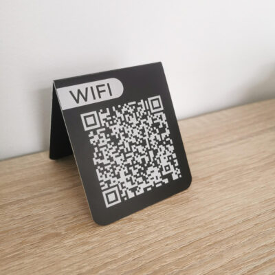 Chevalet Wifi avec QR code en aluminium anodisé noir