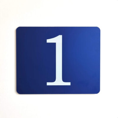 Plaque numéro d'étage 1 en aluminium anodisé bleu