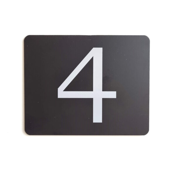 Plaque numéro d'étage 4 en aluminium anodisé noir