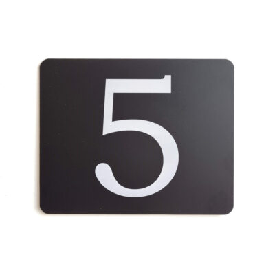 Plaque numéro d'étage 5 en aluminium anodisé noir