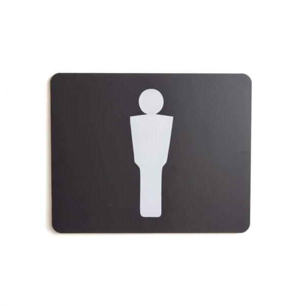 Plaque pictogramme toilettes hommes en aluminium anodisé noir